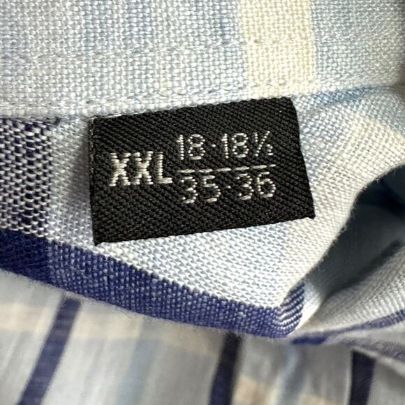 Hathaway Platinum 100% Linen Made In Italy Plaid Button Up Long Sleeve Men's XXL - Picture 10 of 10